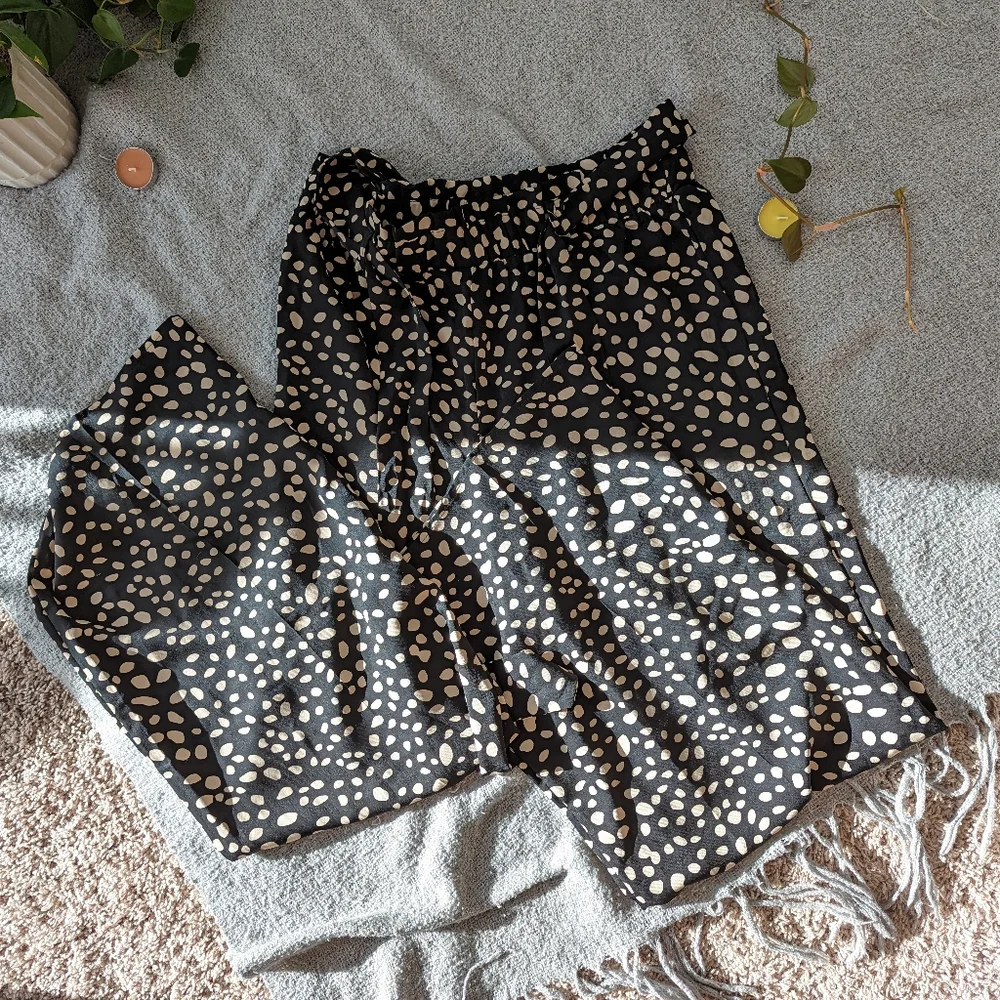 Francesca's Pants High Waist Wide Leg Elastic Belt Size L Blue - Picture 6 of 11